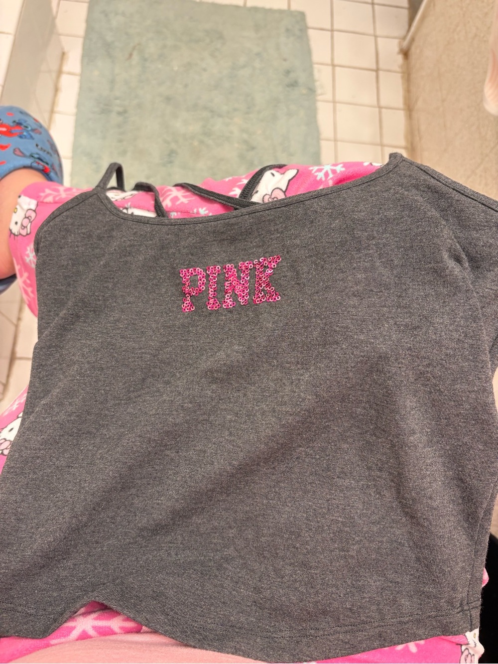 Victoria's Secret PINK Charcoal Gray Strappy Crop Tank